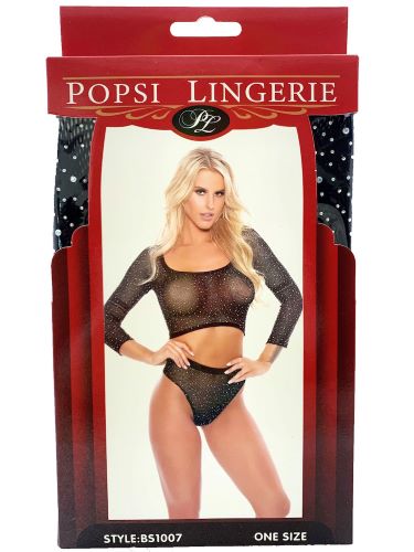 Rhinestone Crop Top with Matching Panty