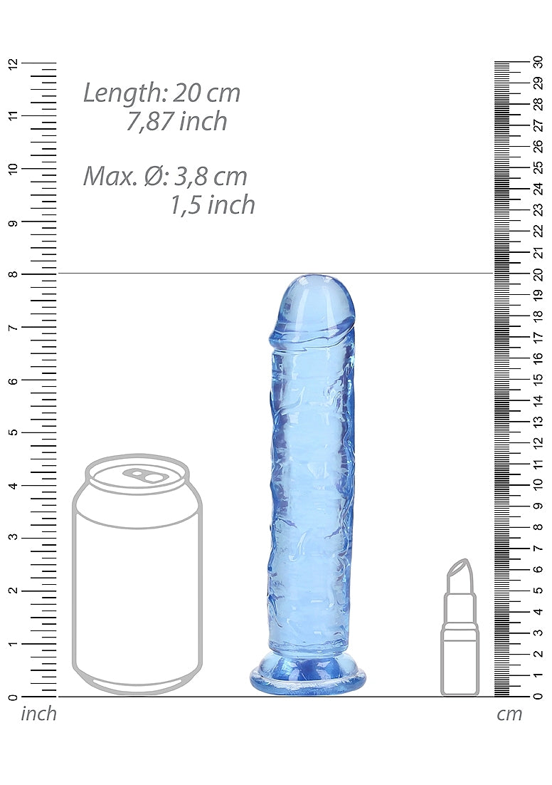 Crystal Clear Dildo 7in Straight no Balls Blue