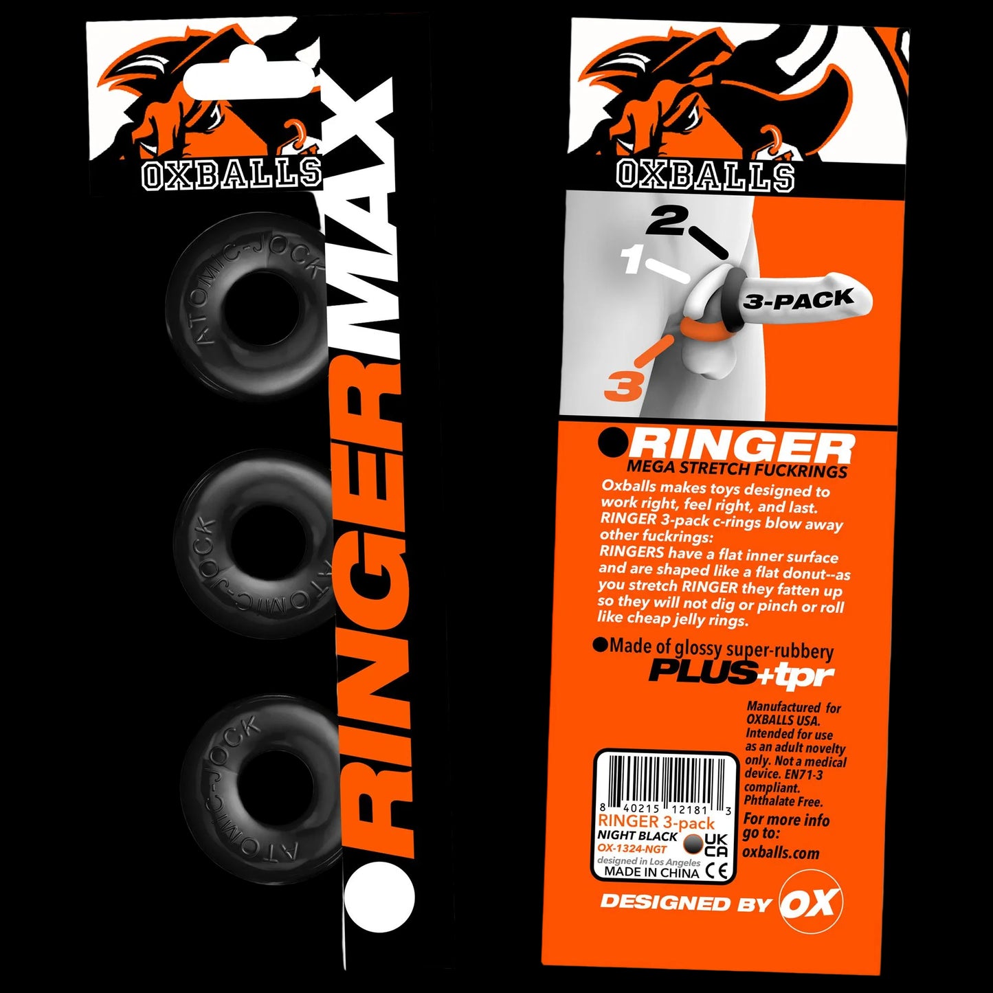 OXBALLS RINGER MAX 3-pack BLACK