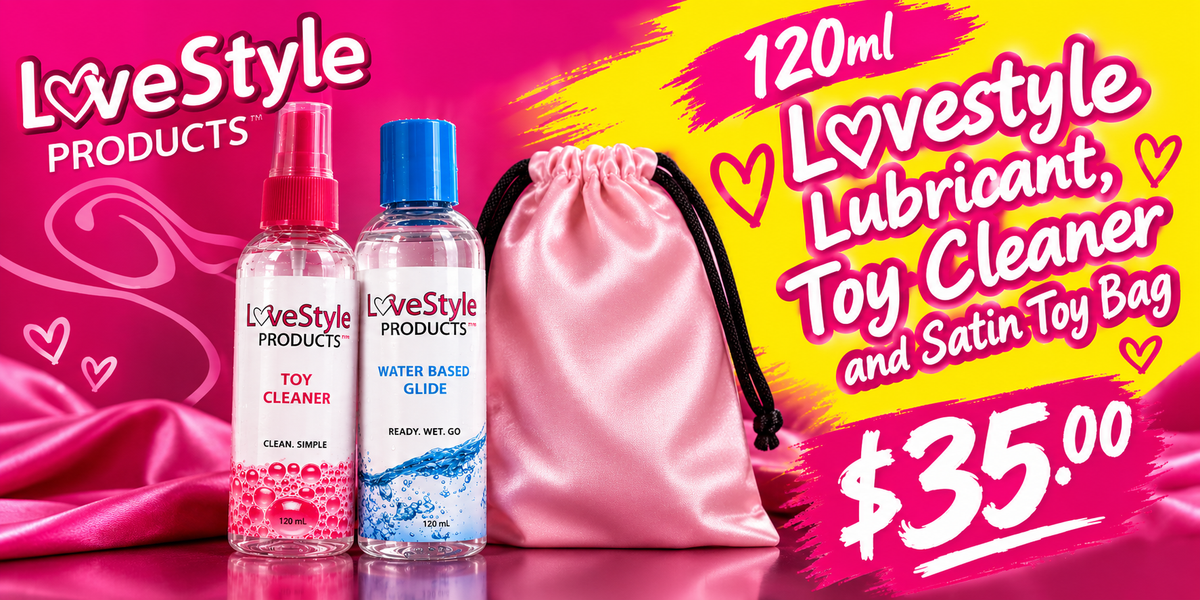 Lovestyle Lube, Cleaner & Satin bag Pack