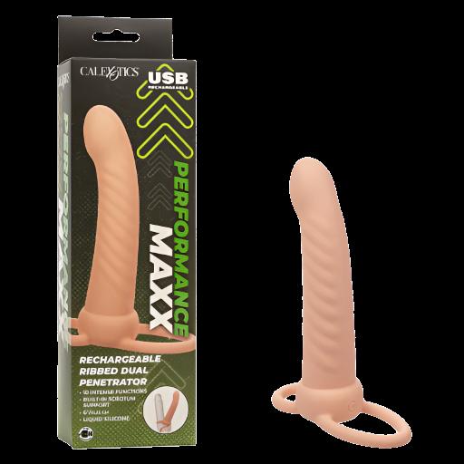 Performance Maxx Rechargeable Ribbed Dual Penetrator - Ivory