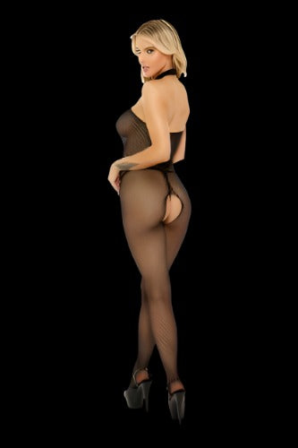 High Neck Fishnet and Lace Bodystocking