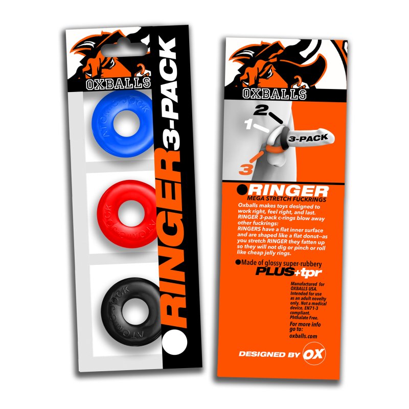 OXBALLS RINGER 3-pack of DO-NUT-1 cockrings MULTI