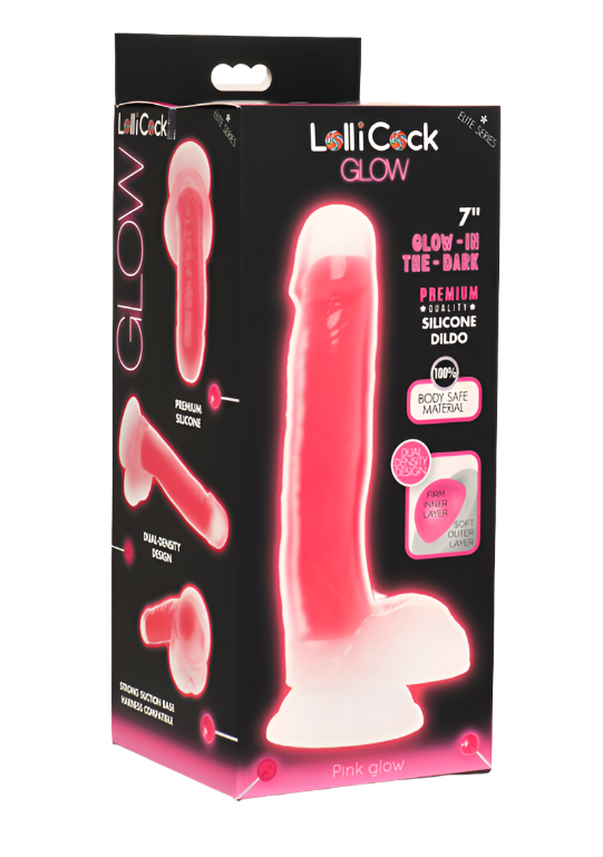 Lollicock 7" Glow-In-The-Dark Silicone Dildo With Balls