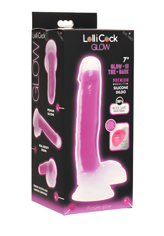 Lollicock 7" Glow-In-The-Dark Silicone Dildo With Balls