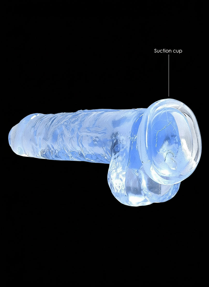 8in Realistic Dildo with Balls Blue