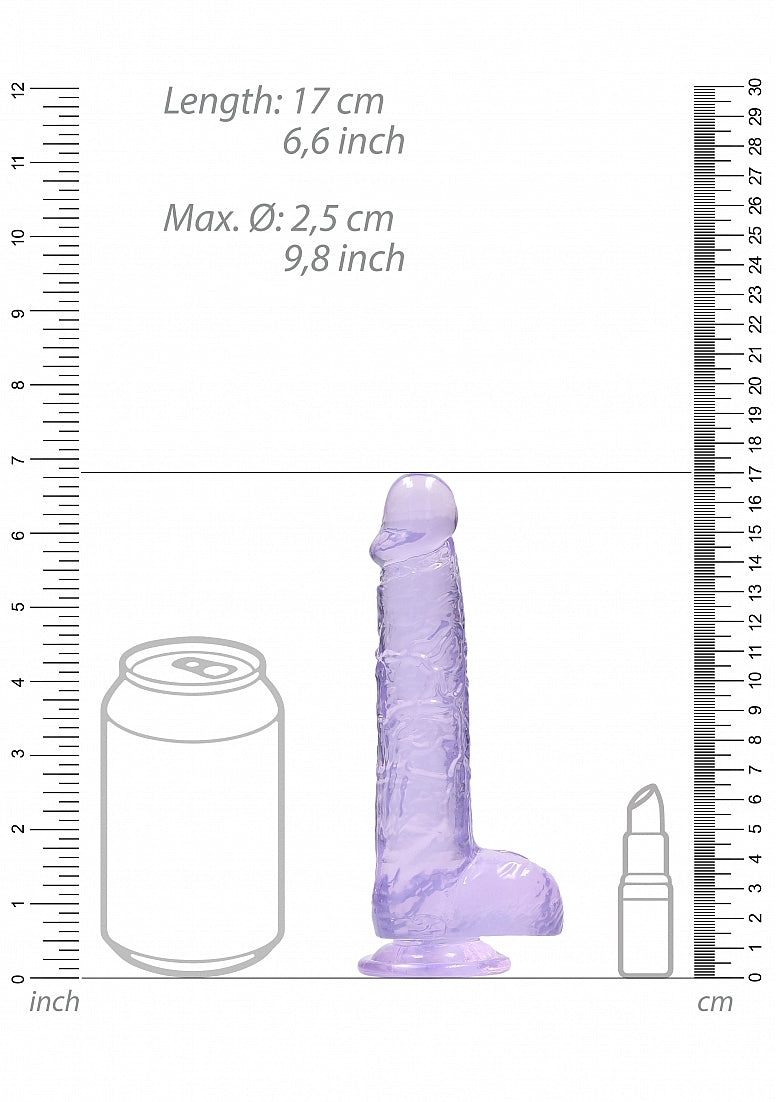 6in Realistic Dildo with Balls Purple