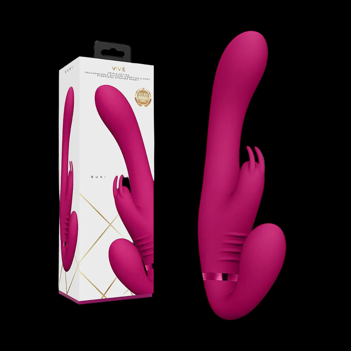 Suki-Pink-Vibrating Strapless Strap On