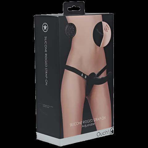 OUCH! Silicone Ridged Strap-On - Black