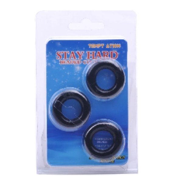 Triple Black Cockring Kit