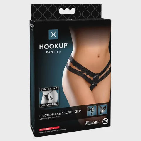 Hookup Crotchless Secret Gem S-L -Black