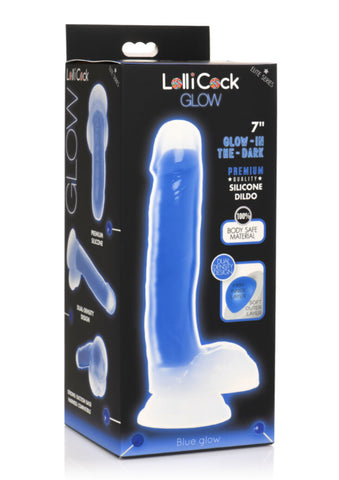 Lollicock 7" Glow-In-The-Dark Silicone Dildo With Balls