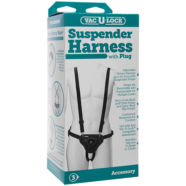 Vac-U-Lock Suspender Harness with Plug Black