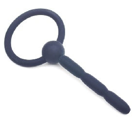 4in Black Silicone Cum Through Penis Plug With Ring