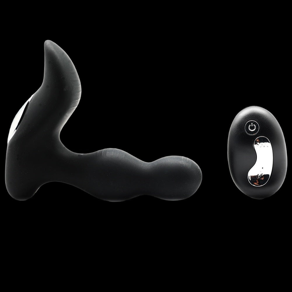Remote Control 10-Speed Rechargeable Black Color Silicone Prostate Massager (Type II)