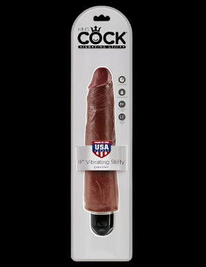 King Cock 9in Vibrating Stiffy Brown XXX
