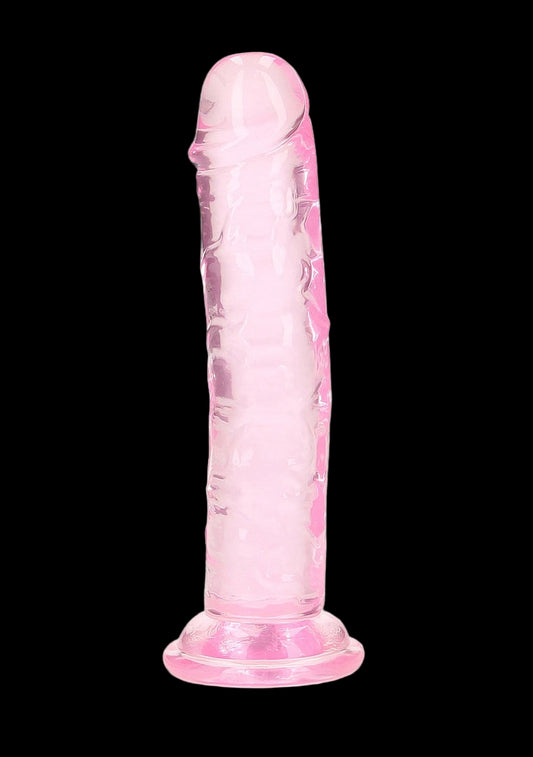 Crystal Clear Dildo 6in Straight no Balls Pink