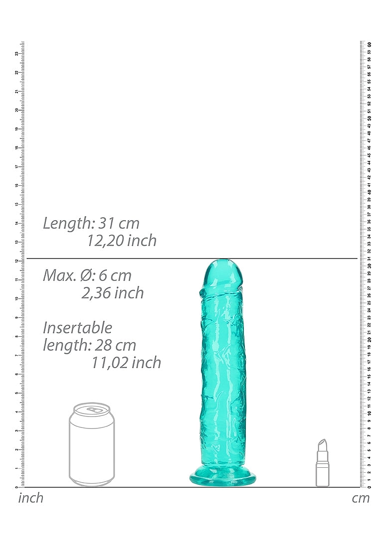 Crystal Clear Dildo 11in Straight no Balls Turquoise