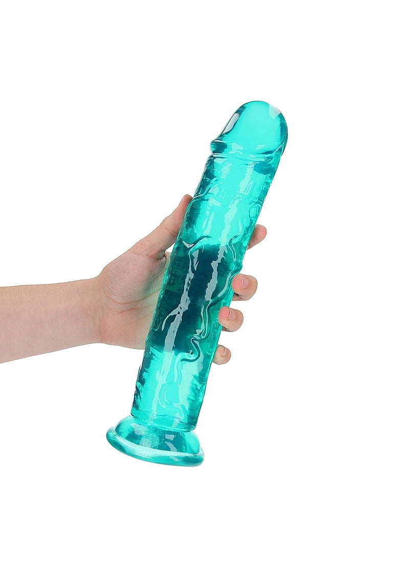 Crystal Clear Dildo 11in Straight no Balls Turquoise