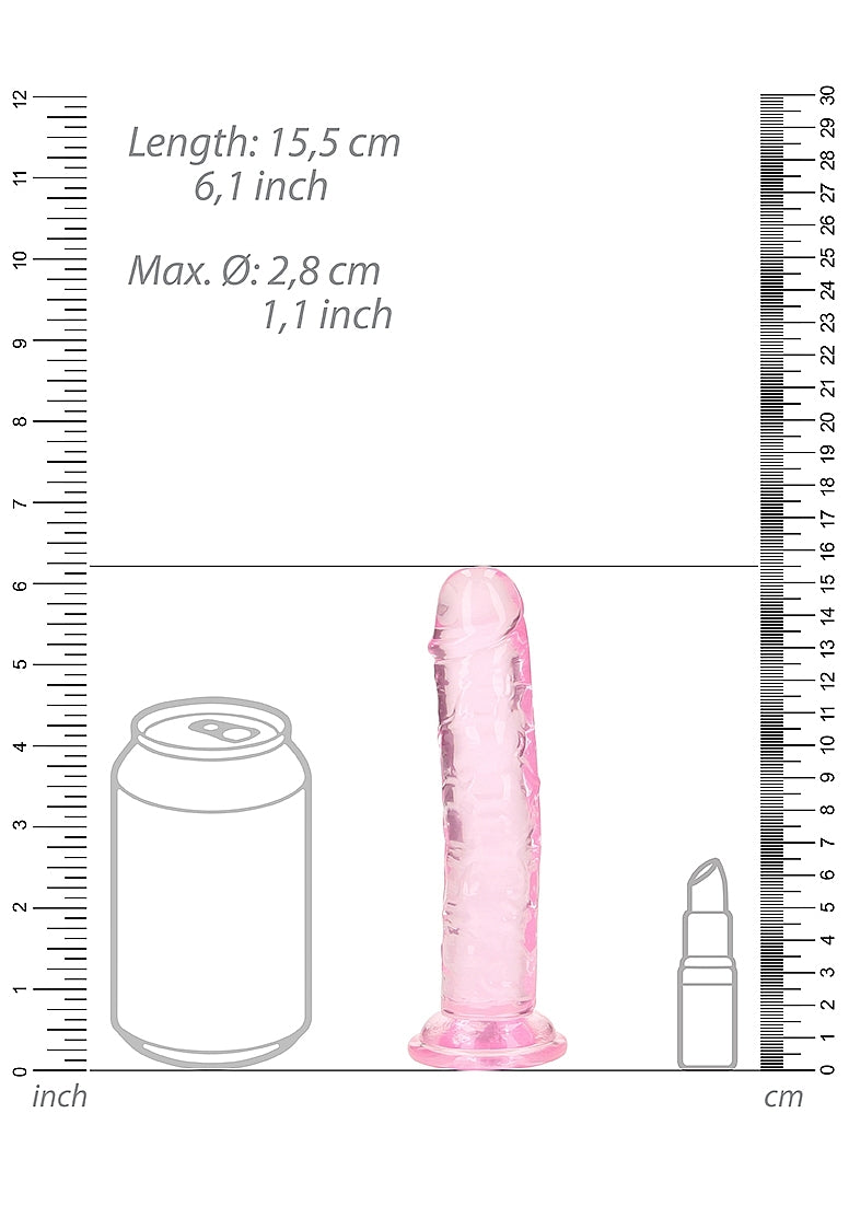 Crystal Clear Dildo 6in Straight no Balls Pink