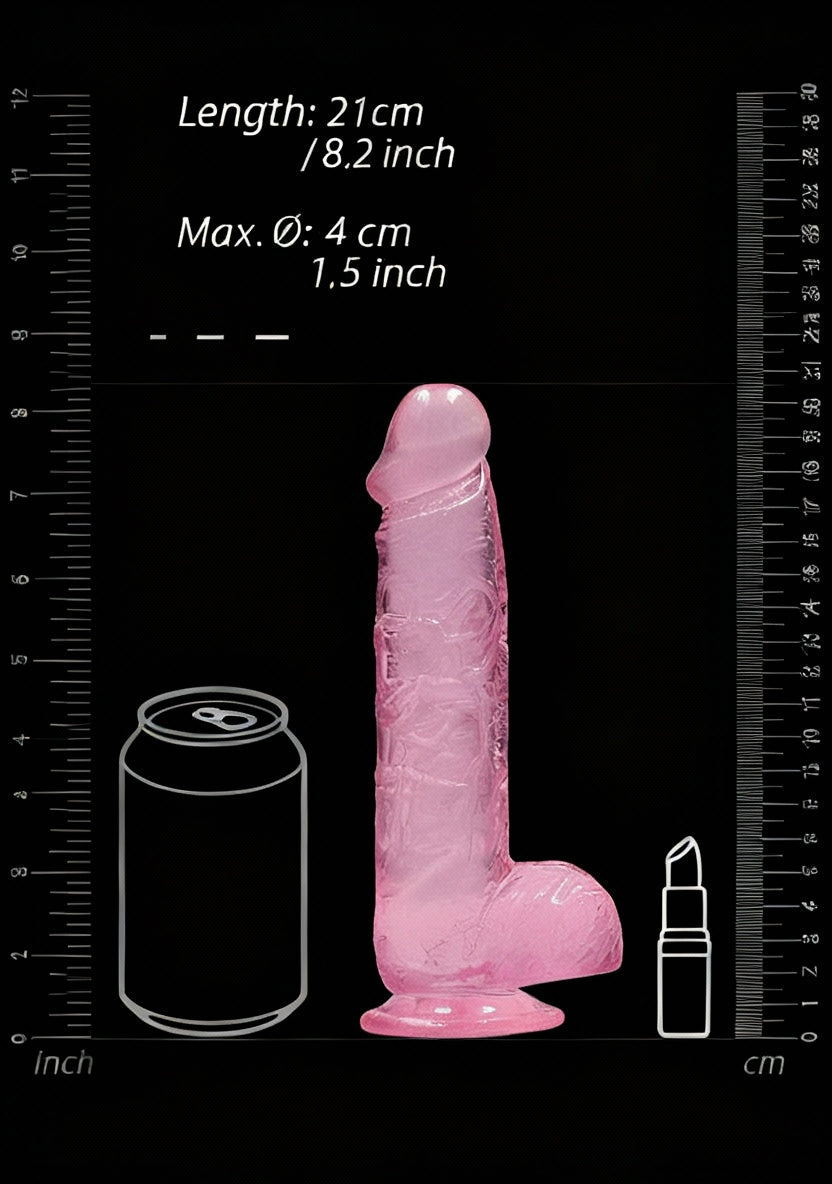 8in Realistic Dildo with Balls Pink
