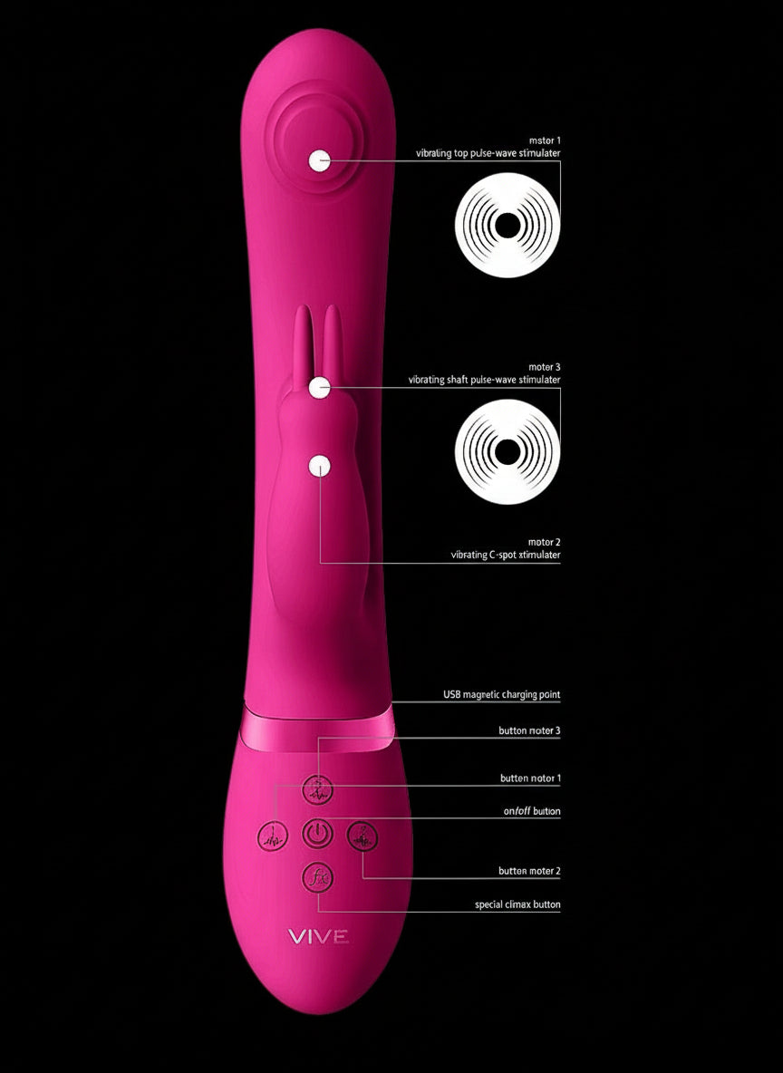 May - Dual Pulse-Wave & Vibrating C-spot & G-Spot Rabbit - Pink