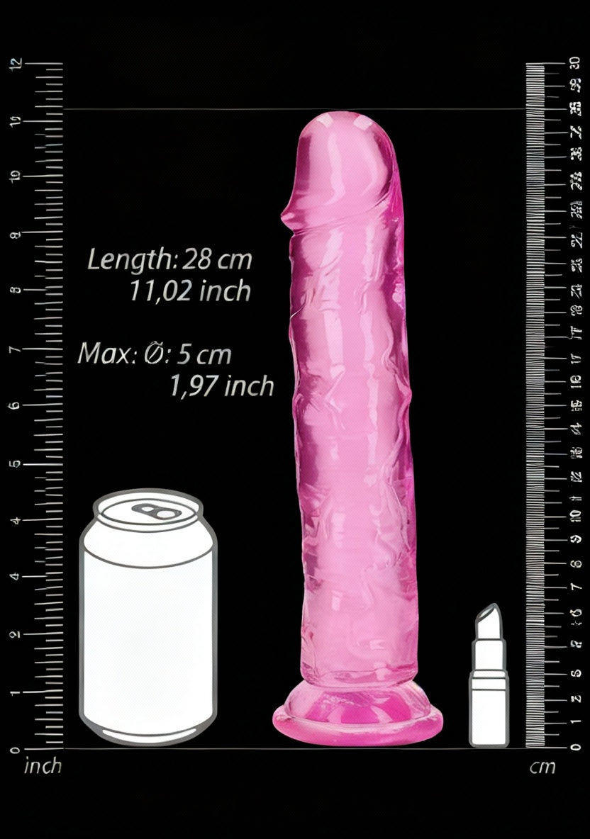 Crystal Clear Dildo 10in Straight no Balls Pink