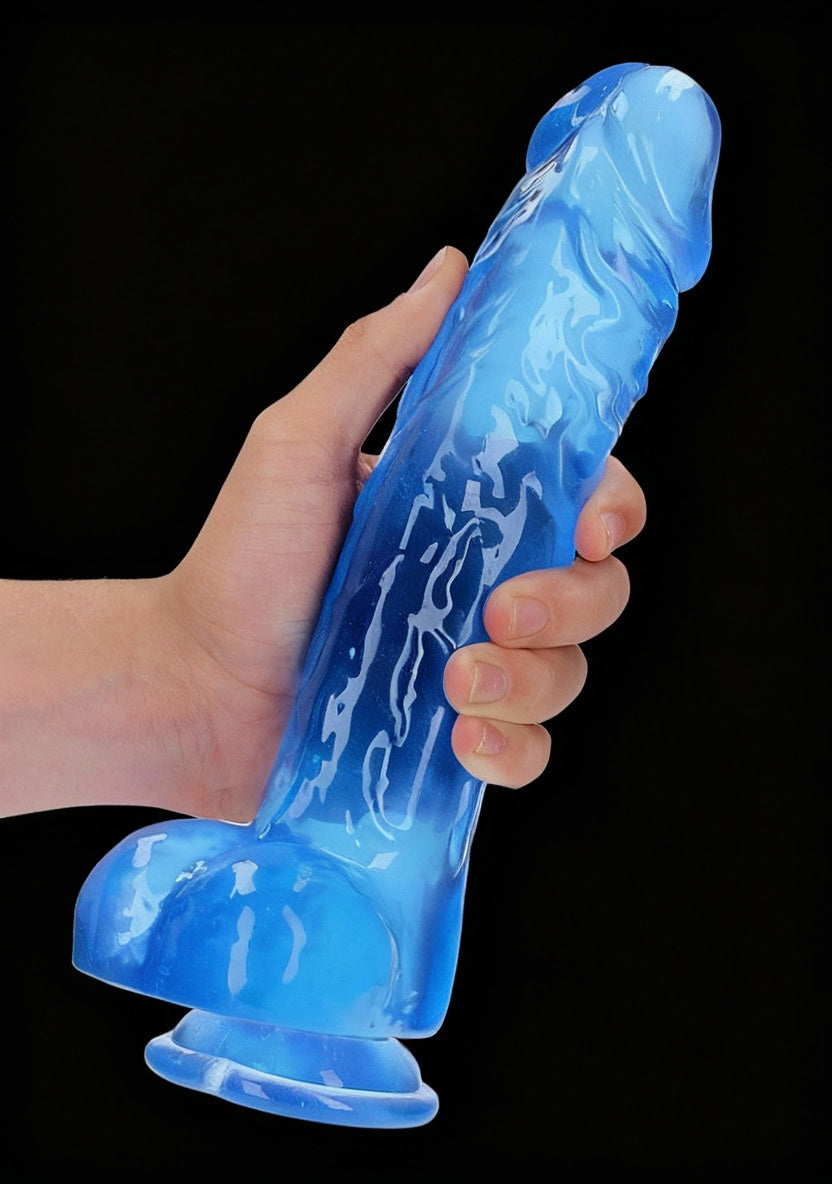 Realistic Dildo with Balls 10in Blue