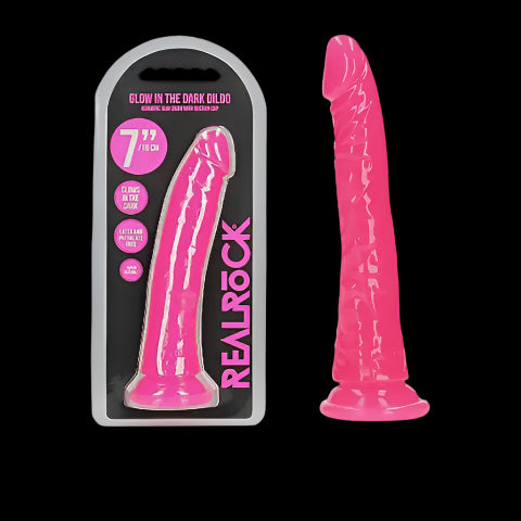RealRock 7" Inch Slim Glow in the Dark Neon - Pink