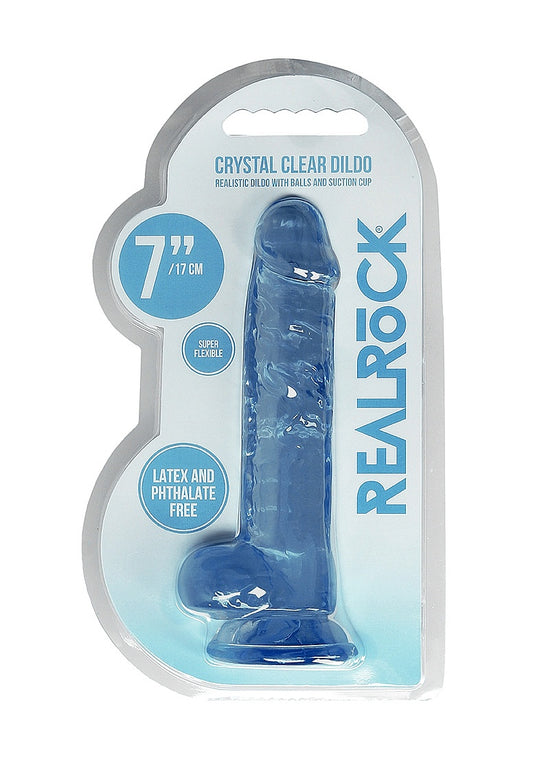 7in Realistic Dildo with Balls Blue