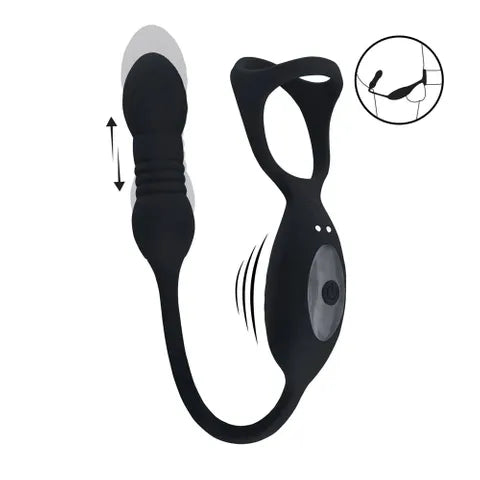 LEVELZ Vibrating & Thrusting TriO Cock Ring with Prostate Stimulator