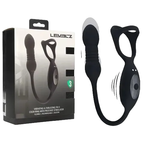 LEVELZ Vibrating & Thrusting TriO Cock Ring with Prostate Stimulator