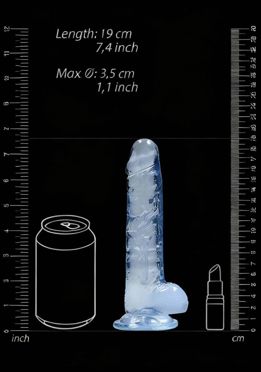 7in Realistic Dildo with Balls Blue