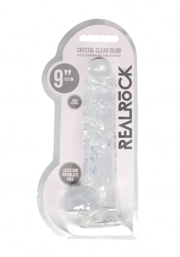 Crystal Clear REALROCK Realistic Dildo With Balls 9IN