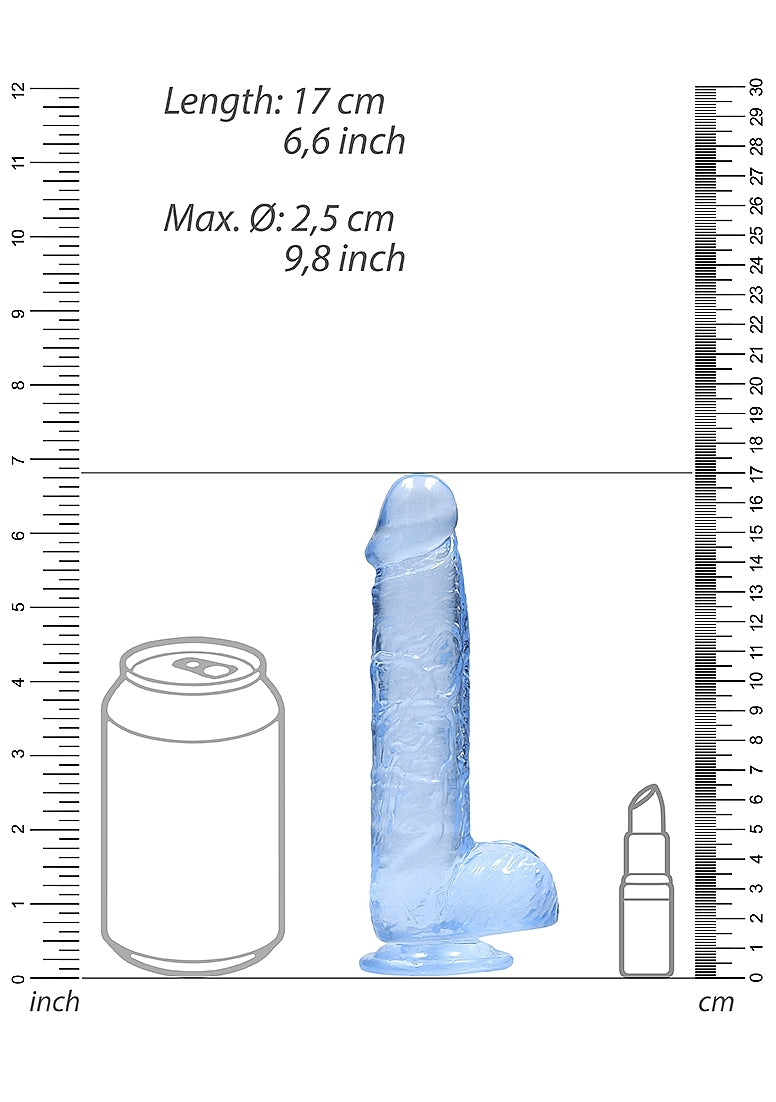 6in Realistic Dildo with Balls Blue