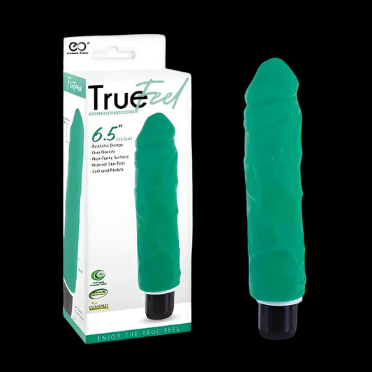 True Feel 6.5 Green Realistic Vibrator