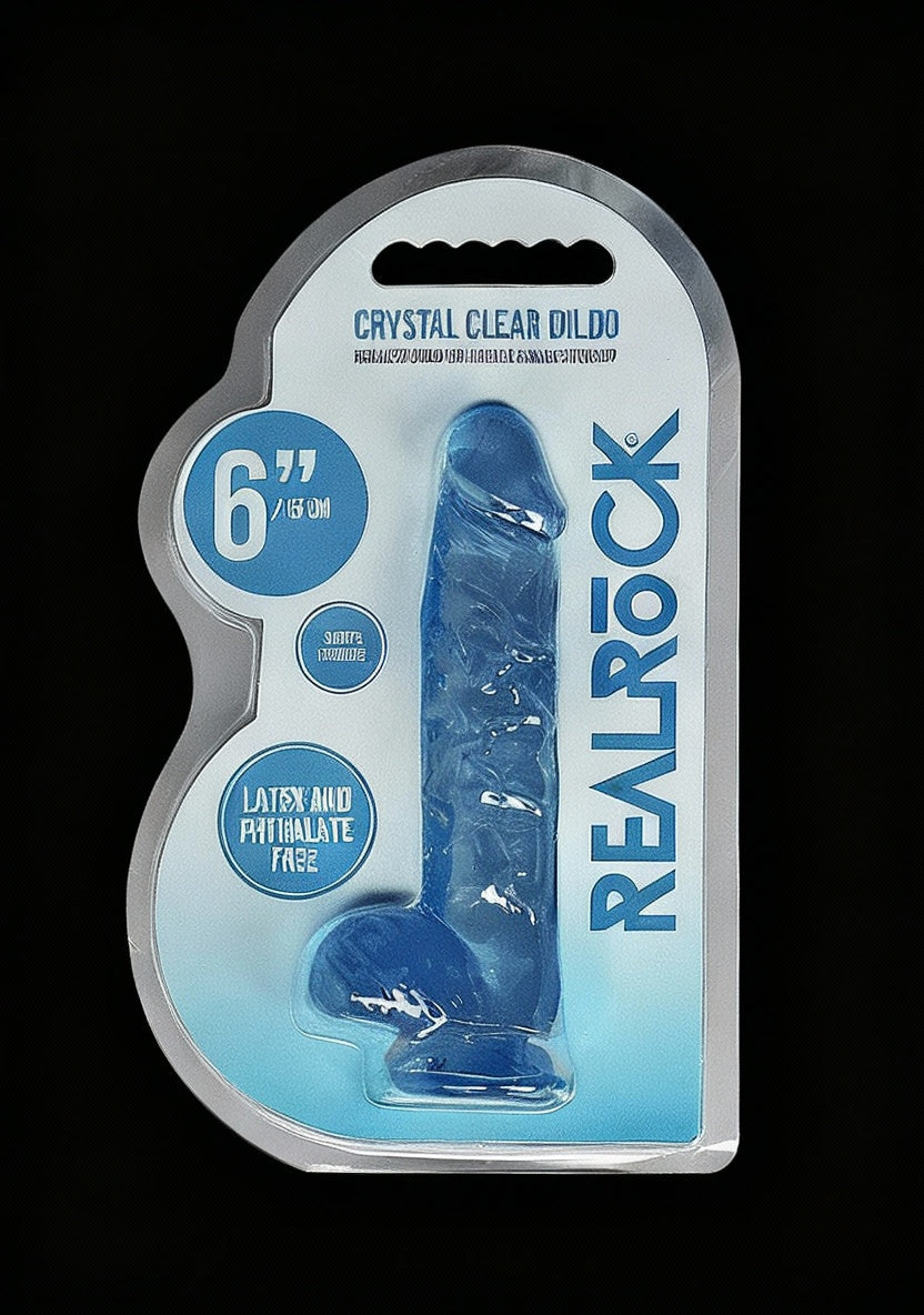 6in Realistic Dildo with Balls Blue