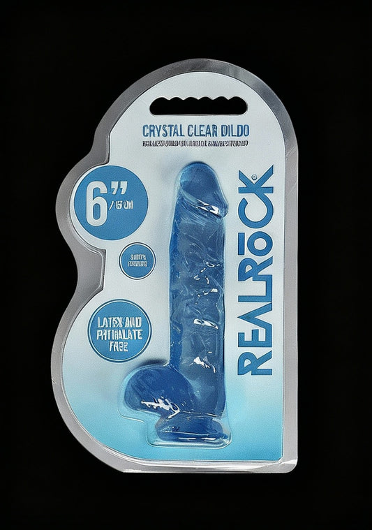 6in Realistic Dildo with Balls Blue