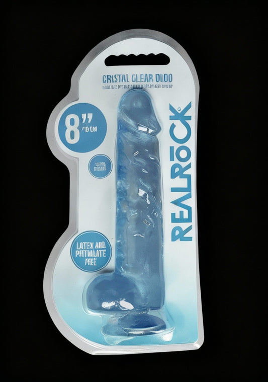 8in Realistic Dildo with Balls Blue