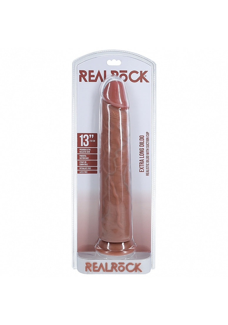RealRock Ultra Realistic Skin - Extra Large Straight without Balls 13" / 33 cm - Tan