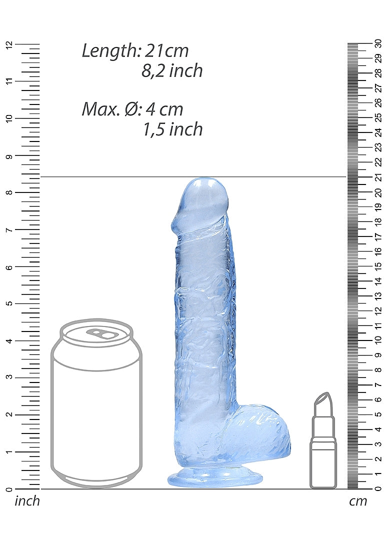 8in Realistic Dildo with Balls Blue