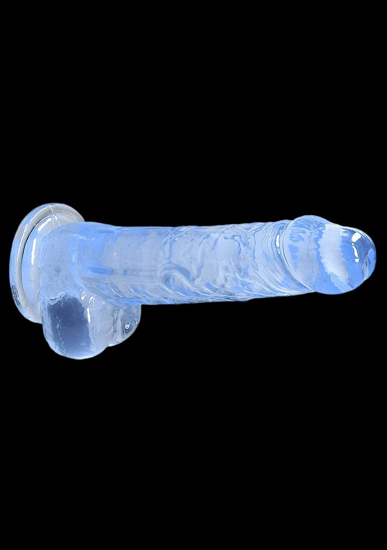8in Realistic Dildo with Balls Blue