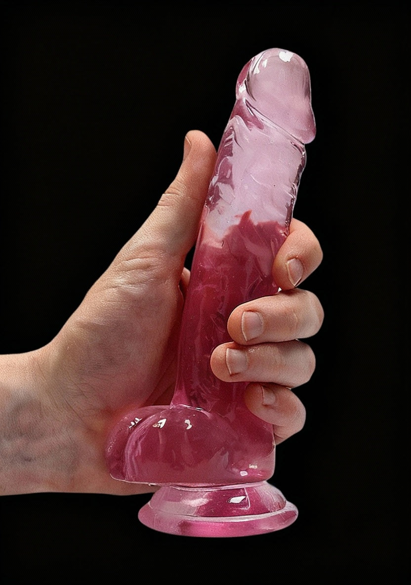 7in Realistic Dildo with Balls Pink