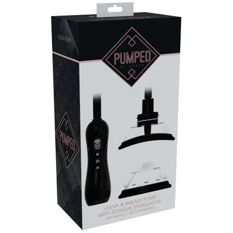 PUMPED Vulva & Breast Pump with Tongue Stimulator - Black