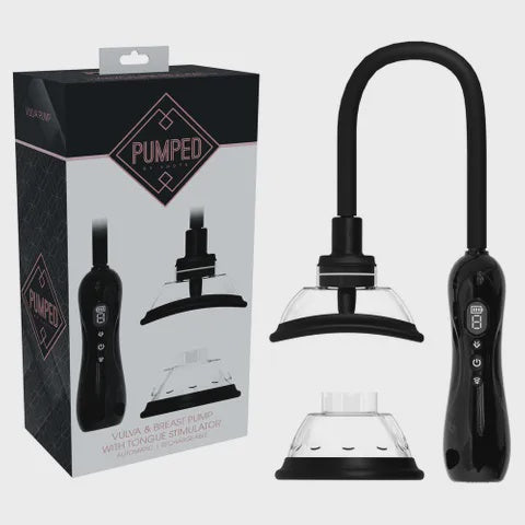 PUMPED Vulva & Breast Pump with Tongue Stimulator - Black