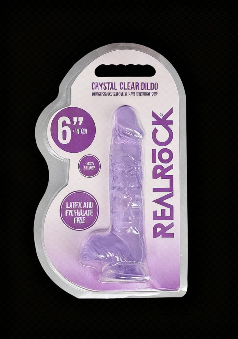 6in Realistic Dildo with Balls Purple