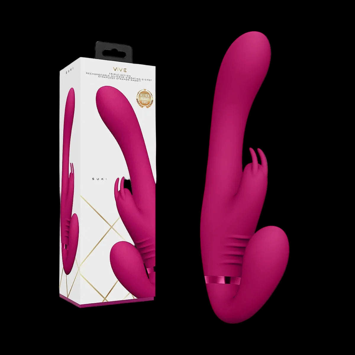 Suki-Pink-Vibrating Strapless Strap On