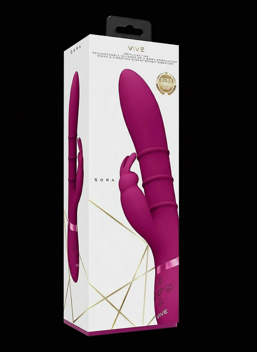Sora - Up & Down Stimulating Rings, Vibrating G-Spot Rabbit - Pink
