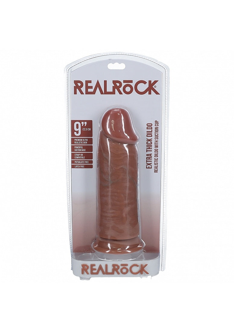 RealRock Ultra Realistic Skin - Extra Thick Straight without Balls 9" / 23 cm - Tan