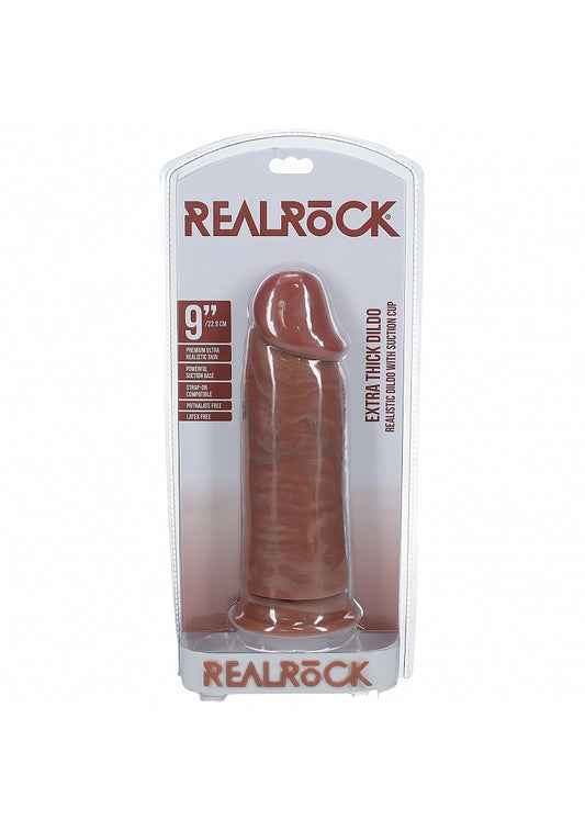 RealRock Ultra Realistic Skin - Extra Thick Straight without Balls 9" / 23 cm - Tan